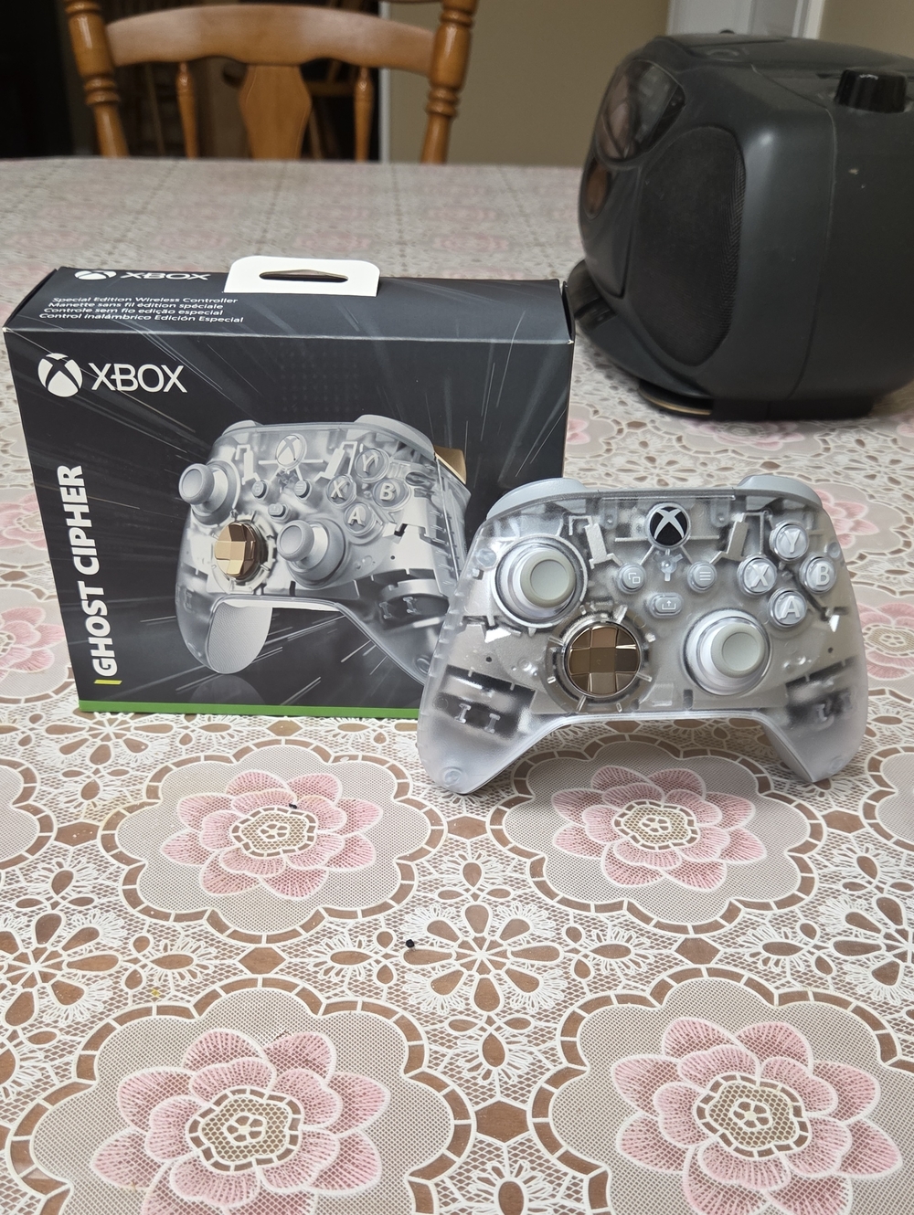 Ghost Cipher Xbox Wireless Controller - White/Gray Transparent (Has Stick Drift)